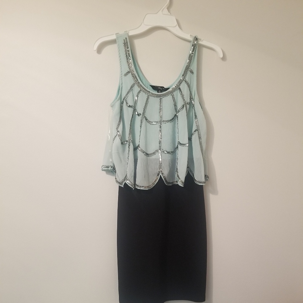 Mint and black party dress